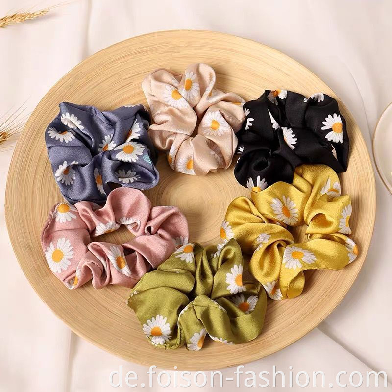 2020 Newest Hot Selling Ponytail Holder Daicy Embroidery Hair Rubber Band Women Hair Accessories Elastic Rubber Hairbands1